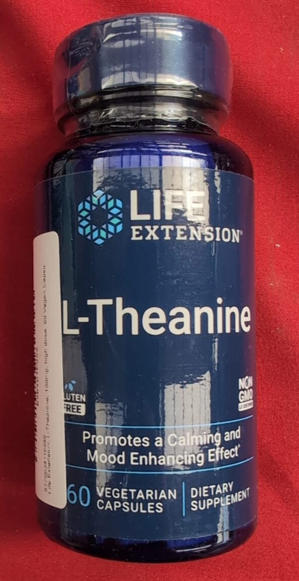 Life Extension, L-Theanine, high dose, 60 Vegan Capsules, Laboratory Tested,