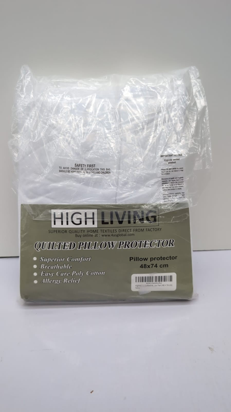 HIGHLIVING quilted pillow protector 48x74cm