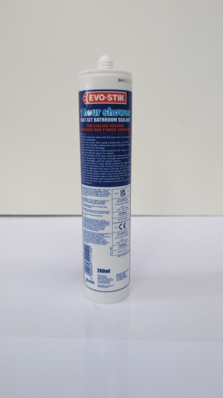 EVO-STIK 1 Hour Shower Bathroom Sealant Clear -280ml -Fast Setting - Stops Mould