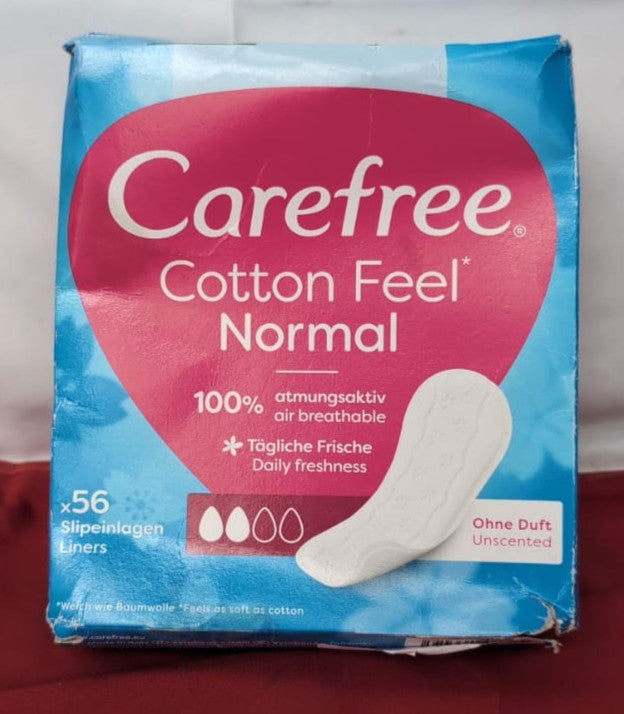 Carefree Cotton Feel Normal Sanitary Napkins, 56 pcs (packaging damaged)