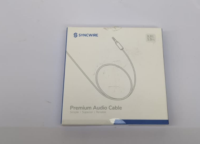 Syncwire 3.5mm Aux Cable 1M – Nylon Braided Audio Lead, Black (Box Damaged)