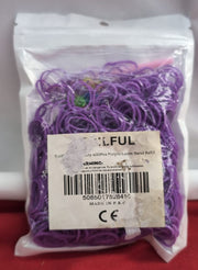 Tuilful 600+ Purple Loom Bands Refill Pack with Hook Tool and Colorful S Clips