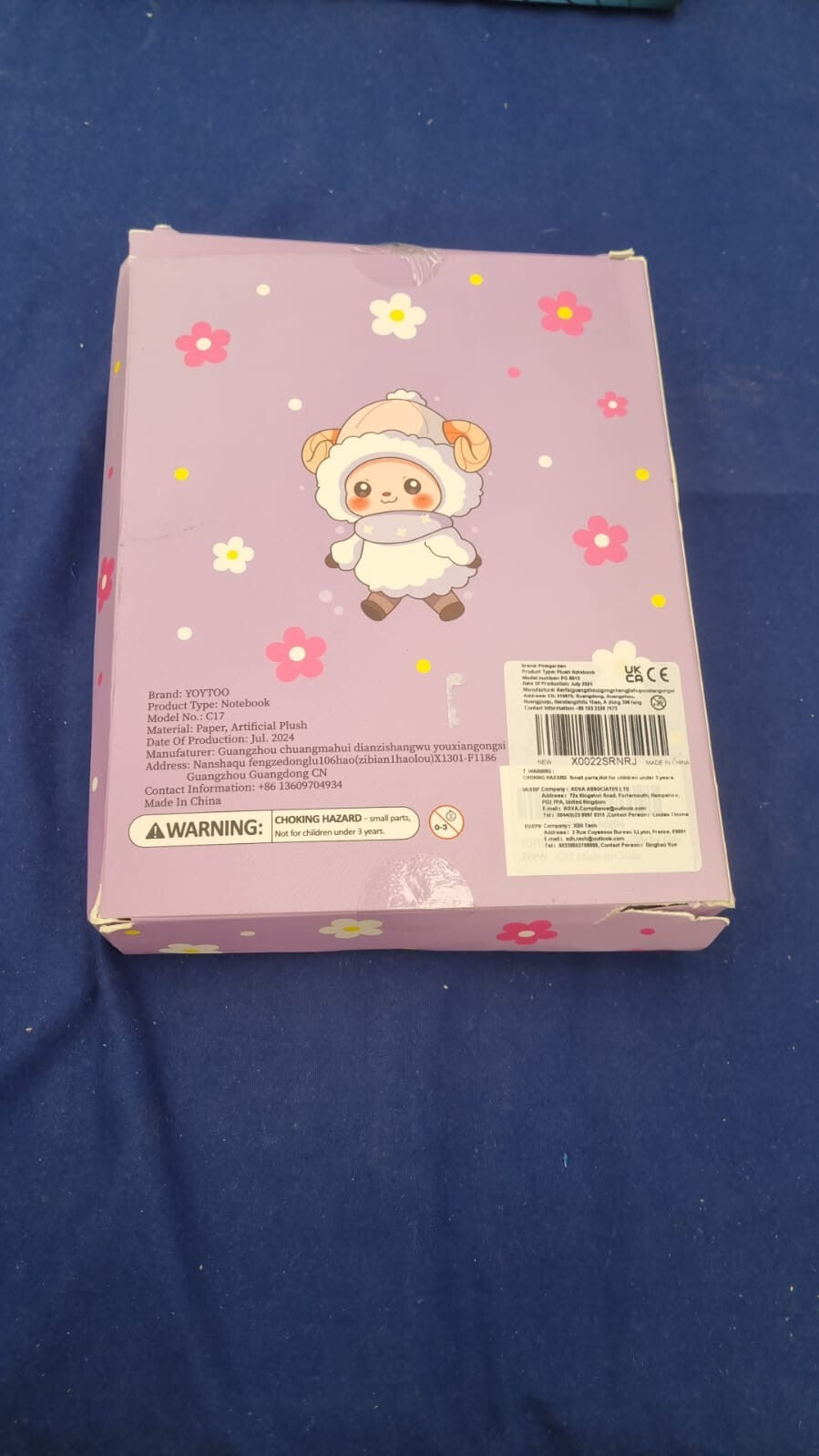 Pinkgarden Sheep Diary for Girls with Lock and Keys Plush Notebook (box damaged)