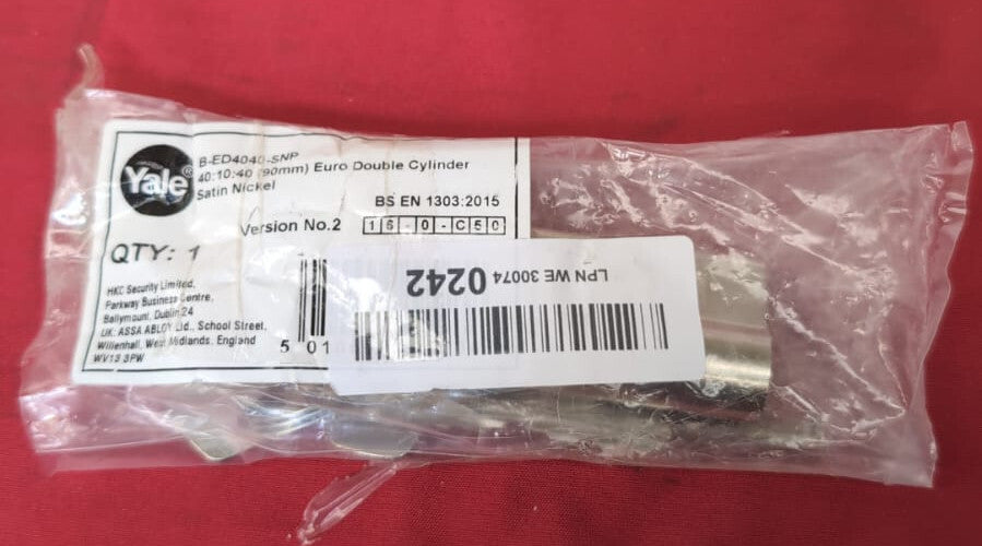 Yale B-ED4045-SNP, Euro Cylinder Lock, 90mm 40:10:45 Nickel (packaging damaged)