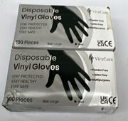 100 x Black Disposable Gloves | Vinyl Gloves | Latex free Gloves (2 pack)