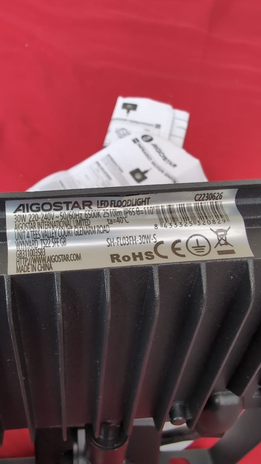 AIGOSTAR LED floodlight with Sensor (BOX DAMAGE, NO FIXINGS INCLUDED)