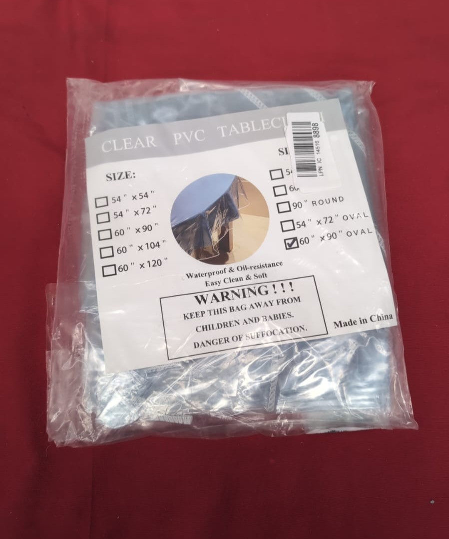 Clear Oval Table Cover Protector 60 x 90 Inches Oval Shape Plastic Transparent