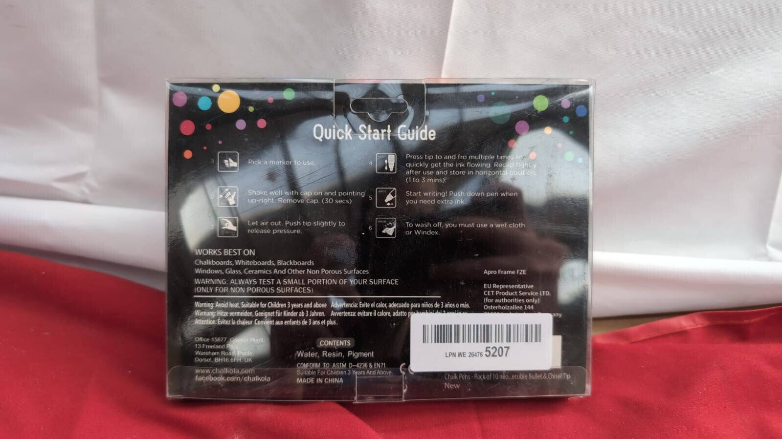 Chalk Pens for Blackboards, Pack of 10 Neon Colours Markers, (packaging damaged)