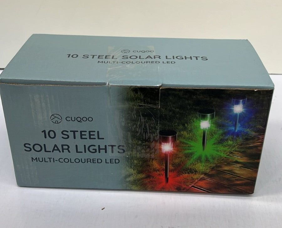 CUQOO Solar Garden Stake Lights – 10 Pack Colour-Changing LED, Weatherproof