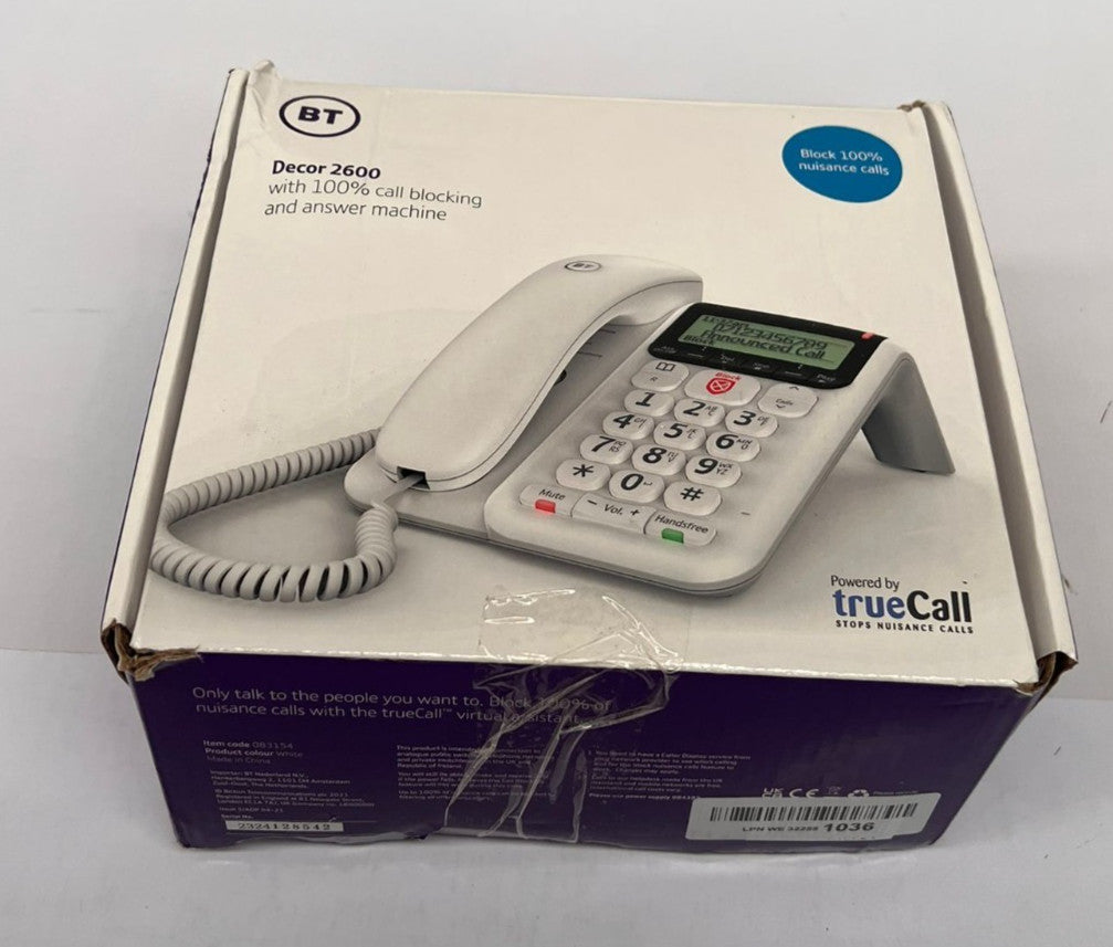 BT Décor 2600 Corded Landline House Phone, Home Phone (BOX DAMAGED)