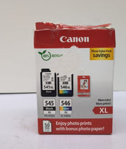 Canon Ink & Paper Multipack -PG-545/CL-546 Genuine Printer Ink Cartridges 2 Pack