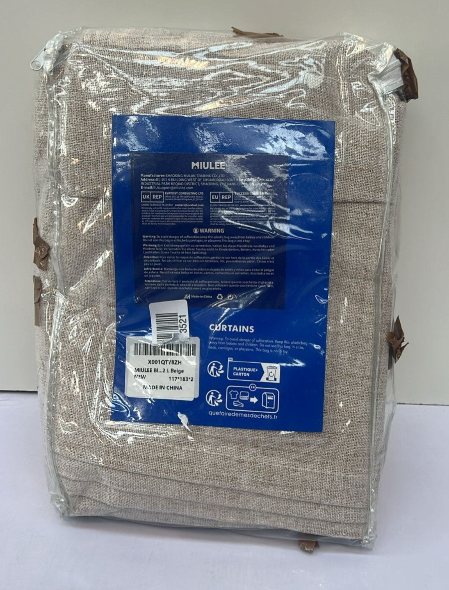 MIULEE Blackout Curtains Insulating Curtains  117x183x2 (PACKAGING DAMAGED)