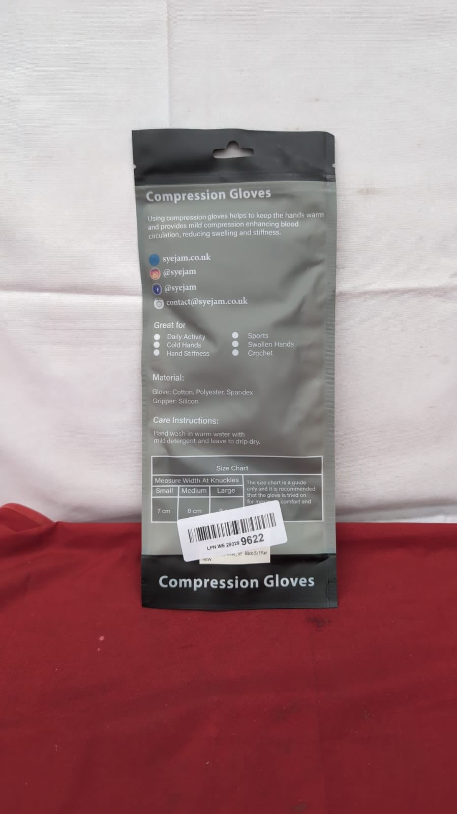 SyeJam Arthritis Gloves Fingerless Rheumatoid Compression Black (S) 1 Pair