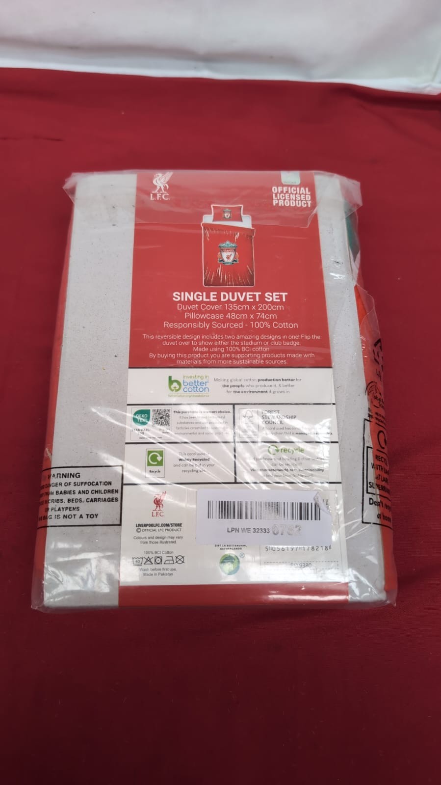 Liverpool FC  Single Duvet Set LFC Official (PACKAGING DAMAGED)