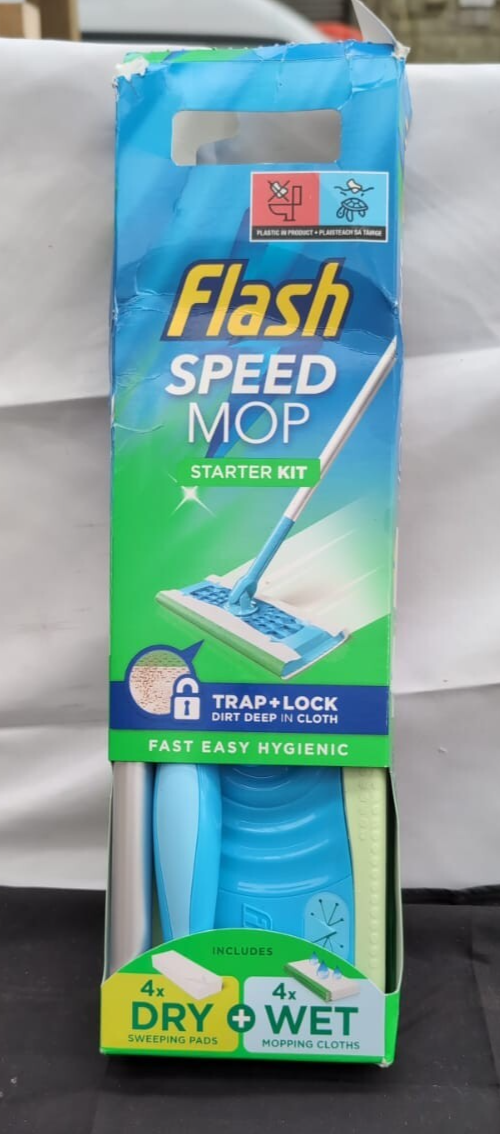 Flash Speedmop Floor Cleaner Starter Kit, Fast Easy & Hygienic (box damaged)