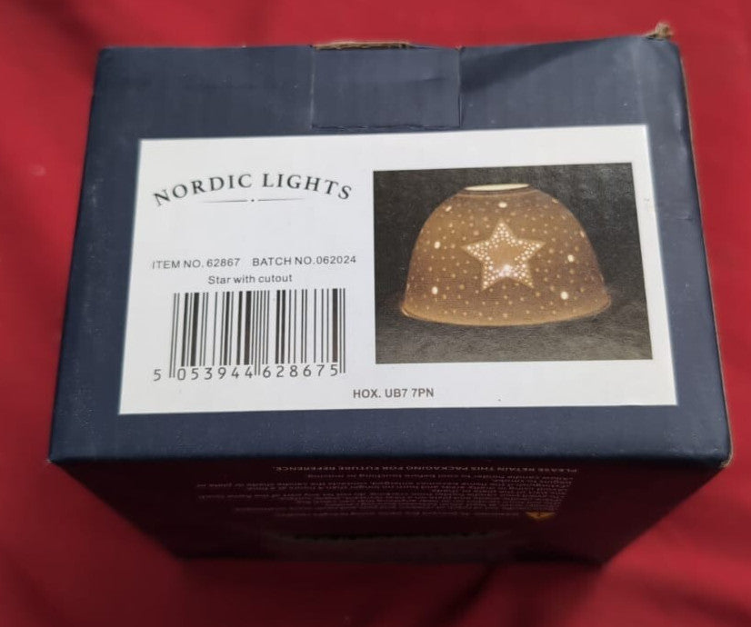 Nordic Lights Cut Out Stars Bone Porcelain Candle Shade (box damaged)