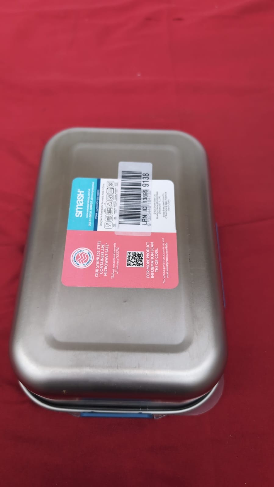 Smash Stainless Steel Bento Lunch Box,  Blue, 1300ml(slightly scuffed edge)