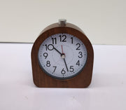 Analogue Wooden Alarm Clock - Retro Table Clock with Half Round Design Snooze