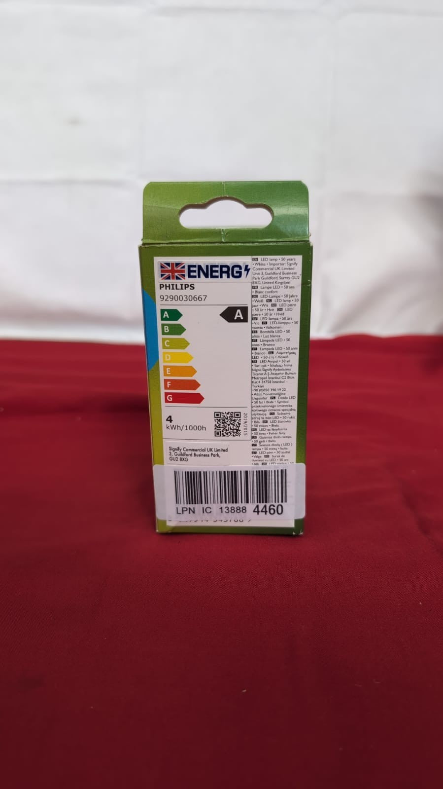 Philips LED Ultra Efficient Light Bulb A Label Energy RatingWhite 3000K - E27