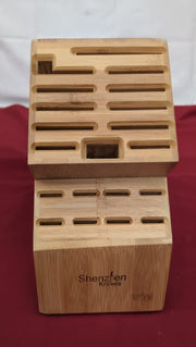 20 Slot Universal Knife Block: Shenzhen Knives Large Bamboo Wood (BOX DAMAGED)
