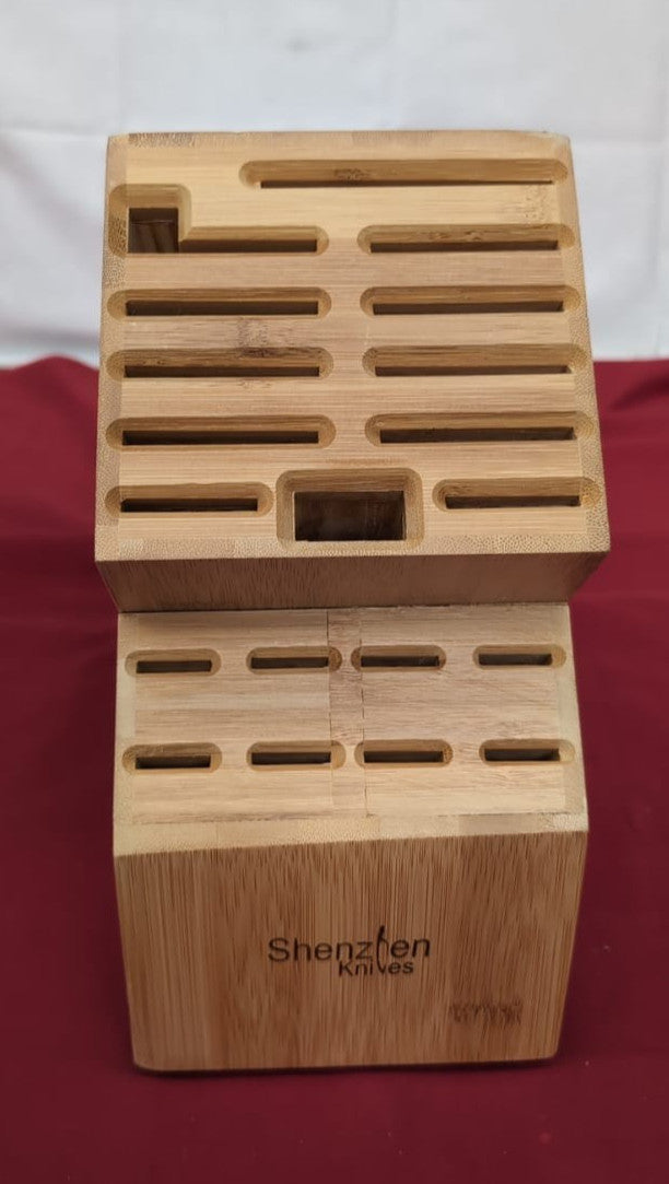 20 Slot Universal Knife Block: Shenzhen Knives Large Bamboo Wood (BOX DAMAGED)