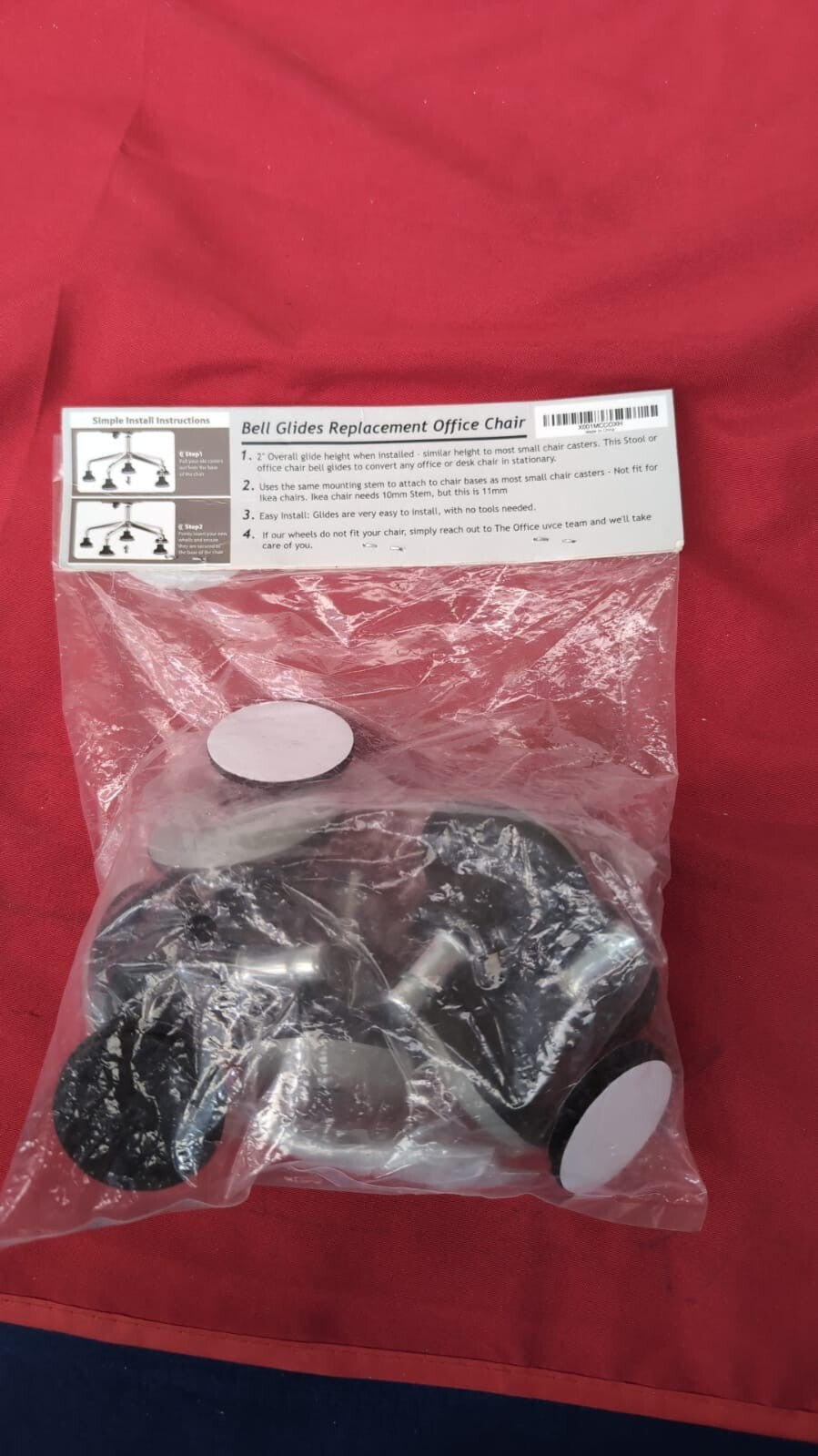 Glide Castors, Black Office Chair Swivel Caster Wheels, 2 Inch Bell