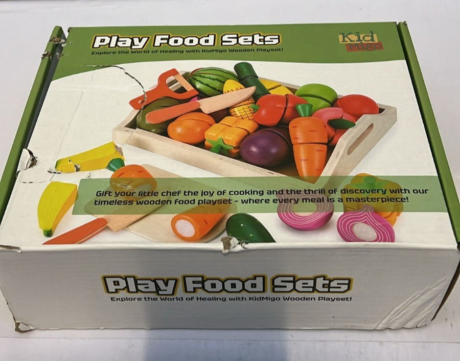 Wooden Cutting Play Food Sets for Kids Kitchen (BOX DAMAGED)