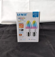 LVWIT B22 Smart Candle Bulb Bayonet, RGB Color B22 Dimmable Bulbs,2PACK