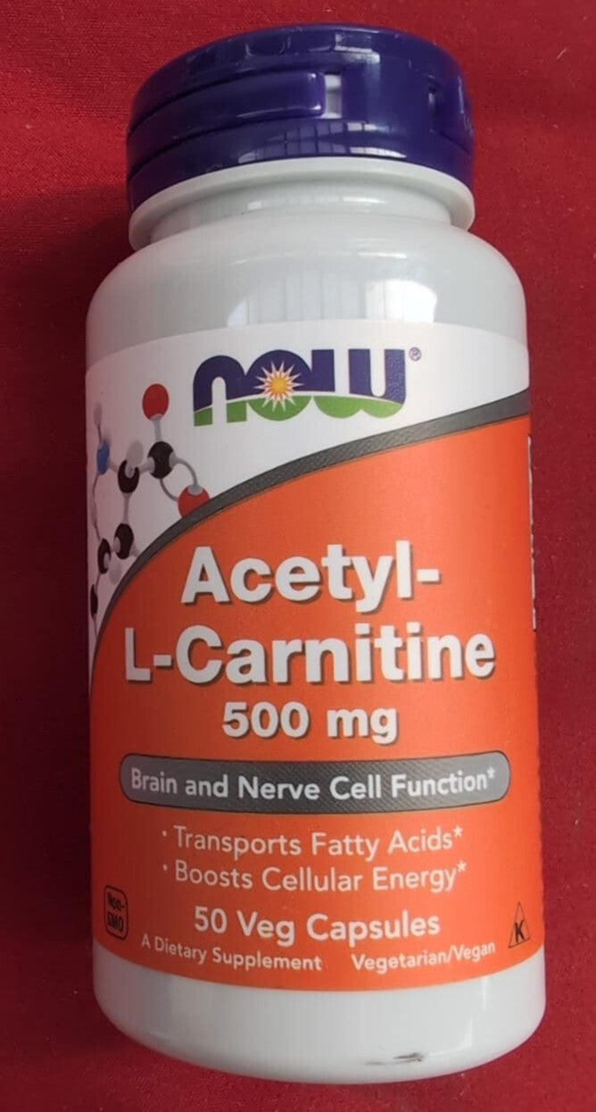 Now Foods, Acetyl-L-Carnitine, 500mg, 50 Vegan Capsules, Lab-Tested, Amino Acid