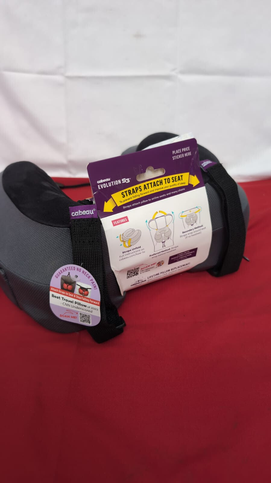 Cabeau Evolution S3 Travel Pillow - Airplane Seat Straps (packaging damaged)