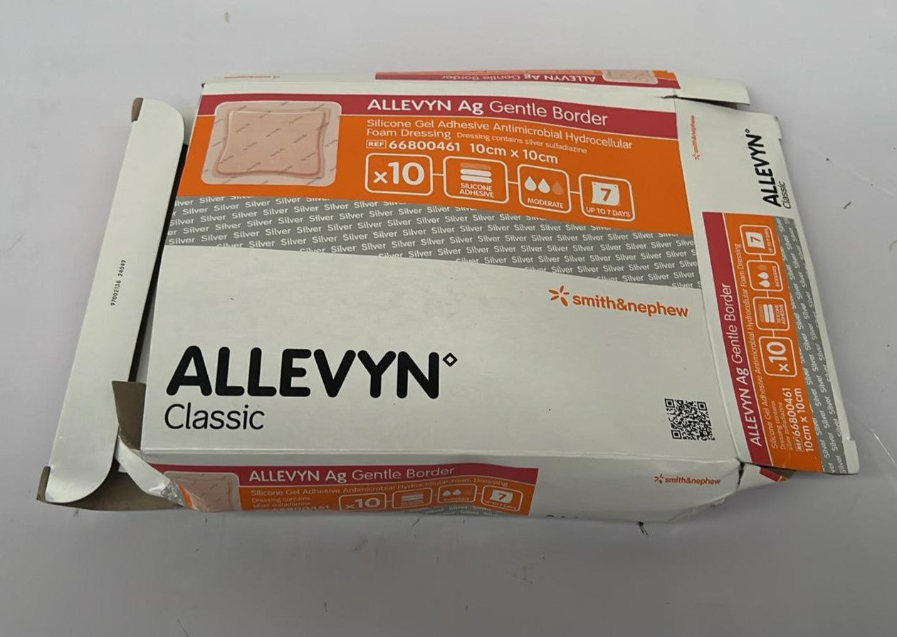 Allevyn AG Gentle Border Dressing 10cm x 10cm 10s (66800461) (BOX DAMAGED)