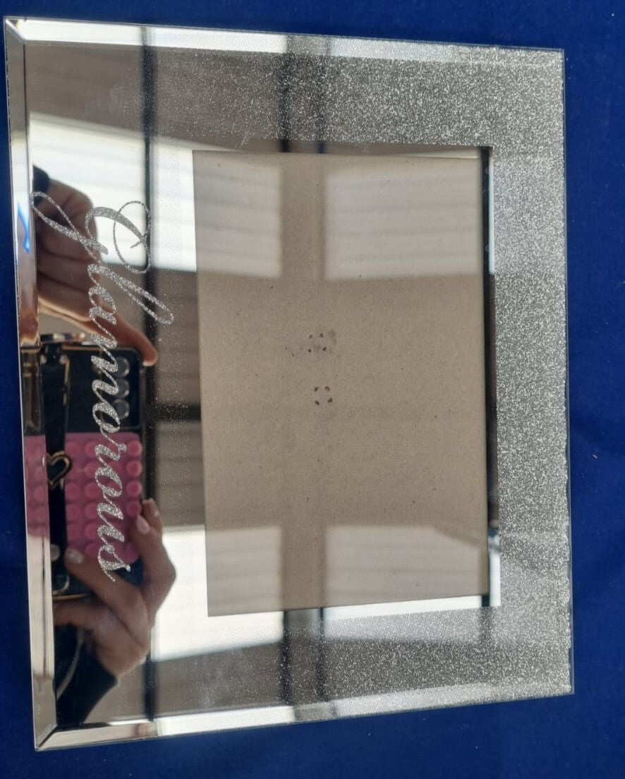 Silver Glitter Glass Photo Frame Strips Sparking Picture (box damaged)
