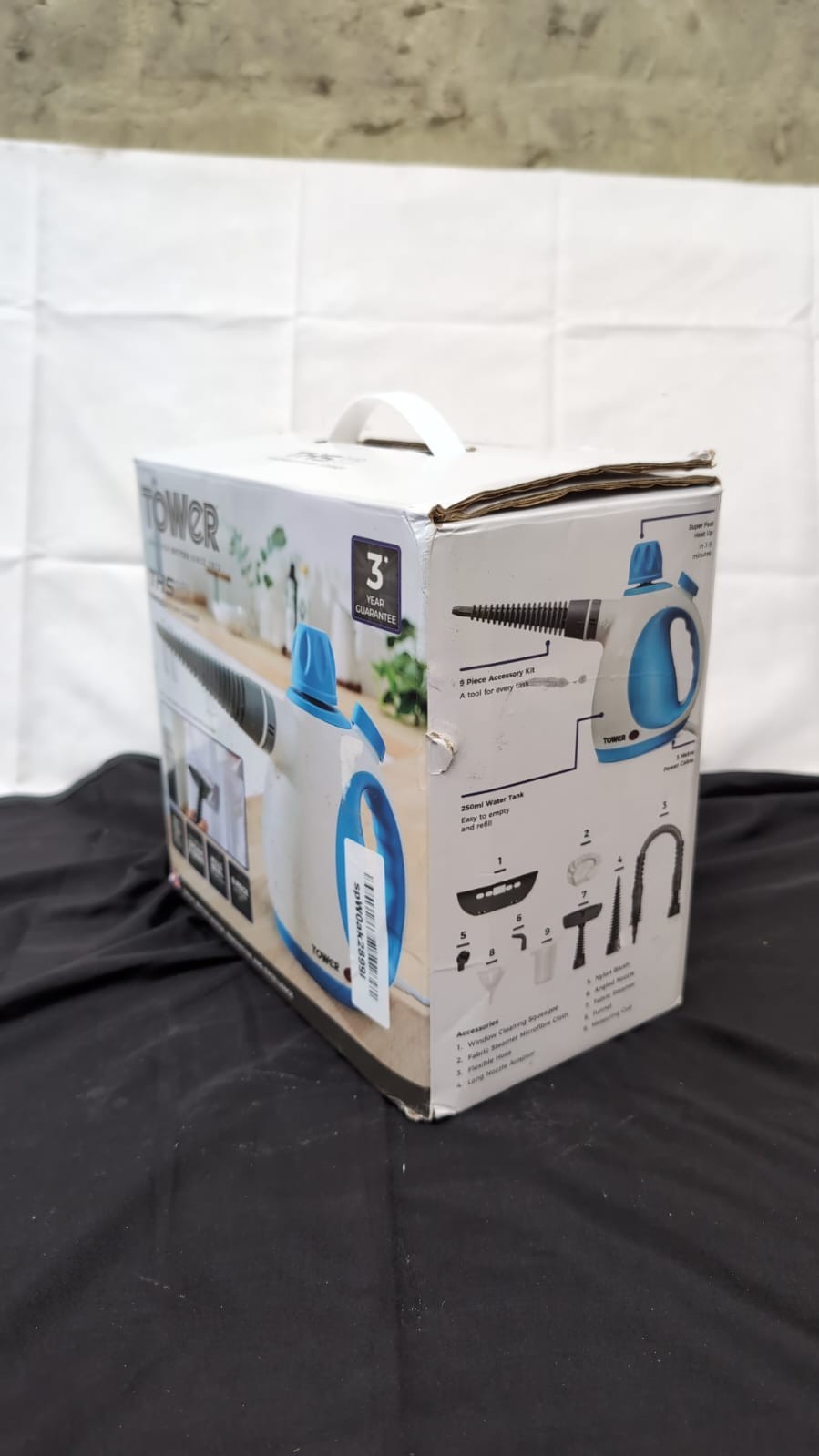Tower THS10 Handheld Steam Cleaner, Includes Crevice Tool, Blue,250ml(USED)