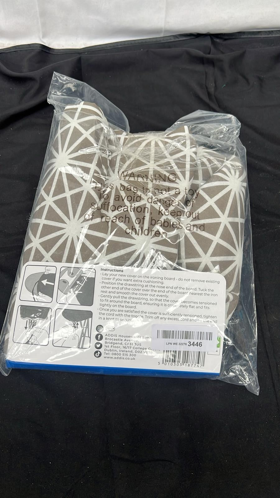 Addis Large Ironing Board  Cover with Perfect Drawstring Toggle, Aztec Dark Sand