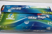 Slider Freezer Bags – Quart ziplock – Resealable for Food 2Pack (Box Damaged)