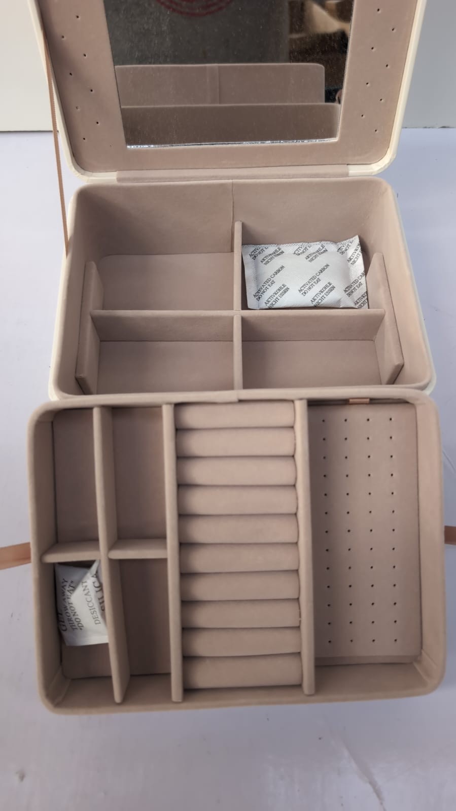 SONGMICS Jewellery Box Organiser with Mirror, 2-Layer Jewellery Storage Case