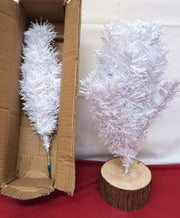VEYLIN 2ft/60CM White Christmas Tree 80 Tips Mini Artificial with Wooden Stand