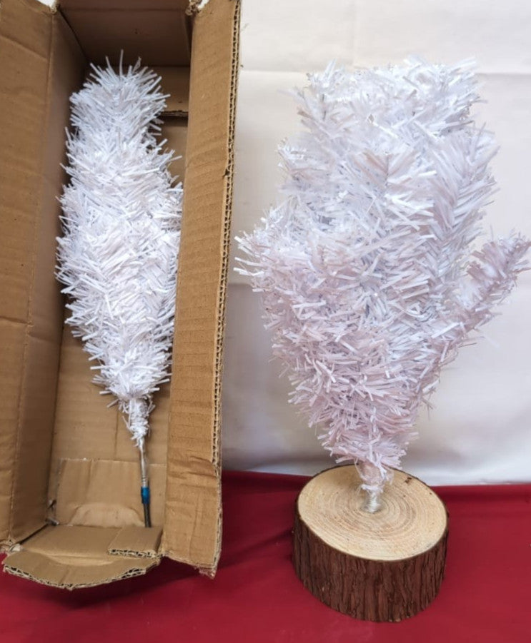 VEYLIN 2ft/60CM White Christmas Tree 80 Tips Mini Artificial with Wooden Stand