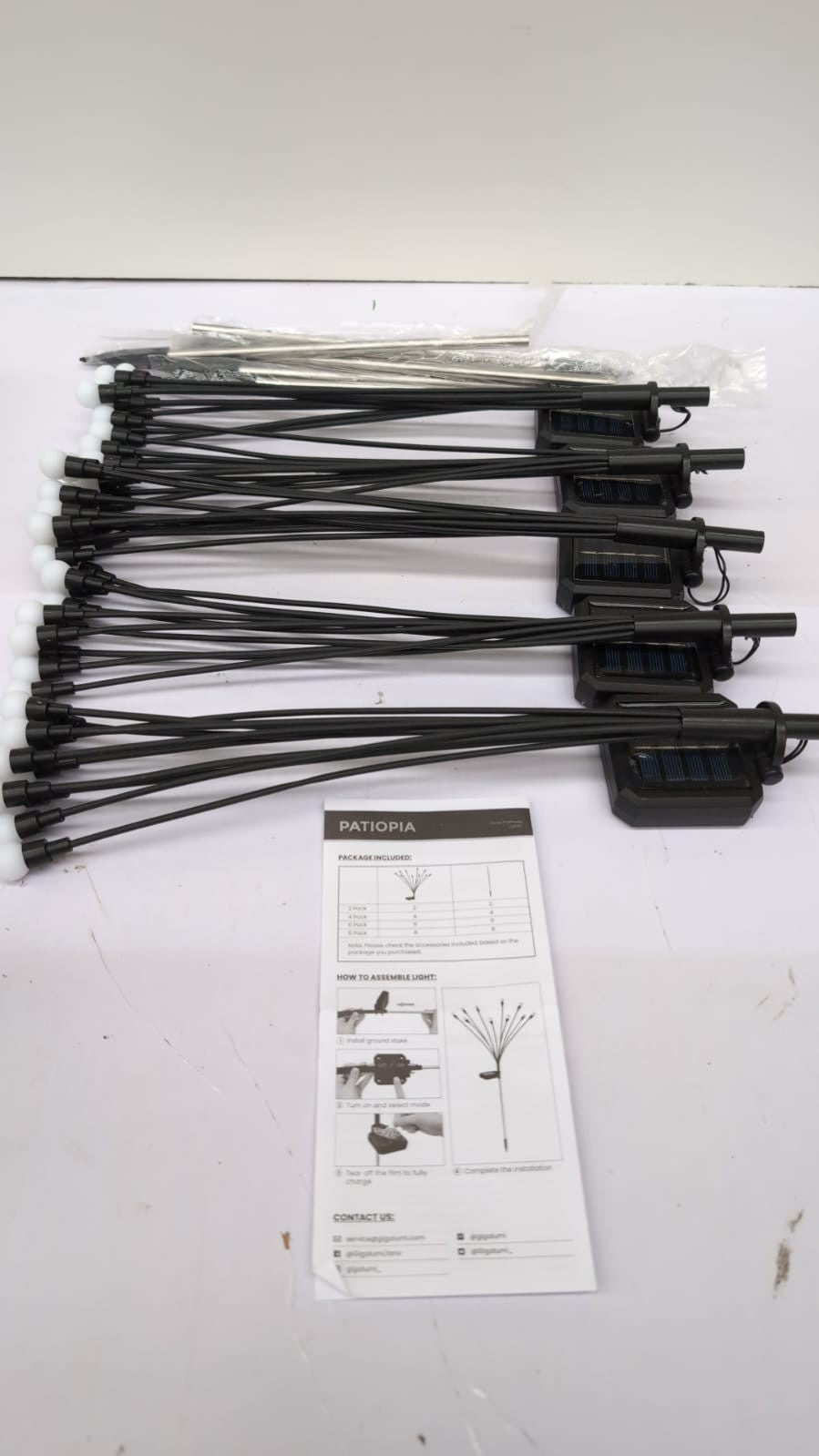 PATIOPIA Solar Lights Outdoor Garden, 60 LED Firefly  Lights 5Pack(box damaged)