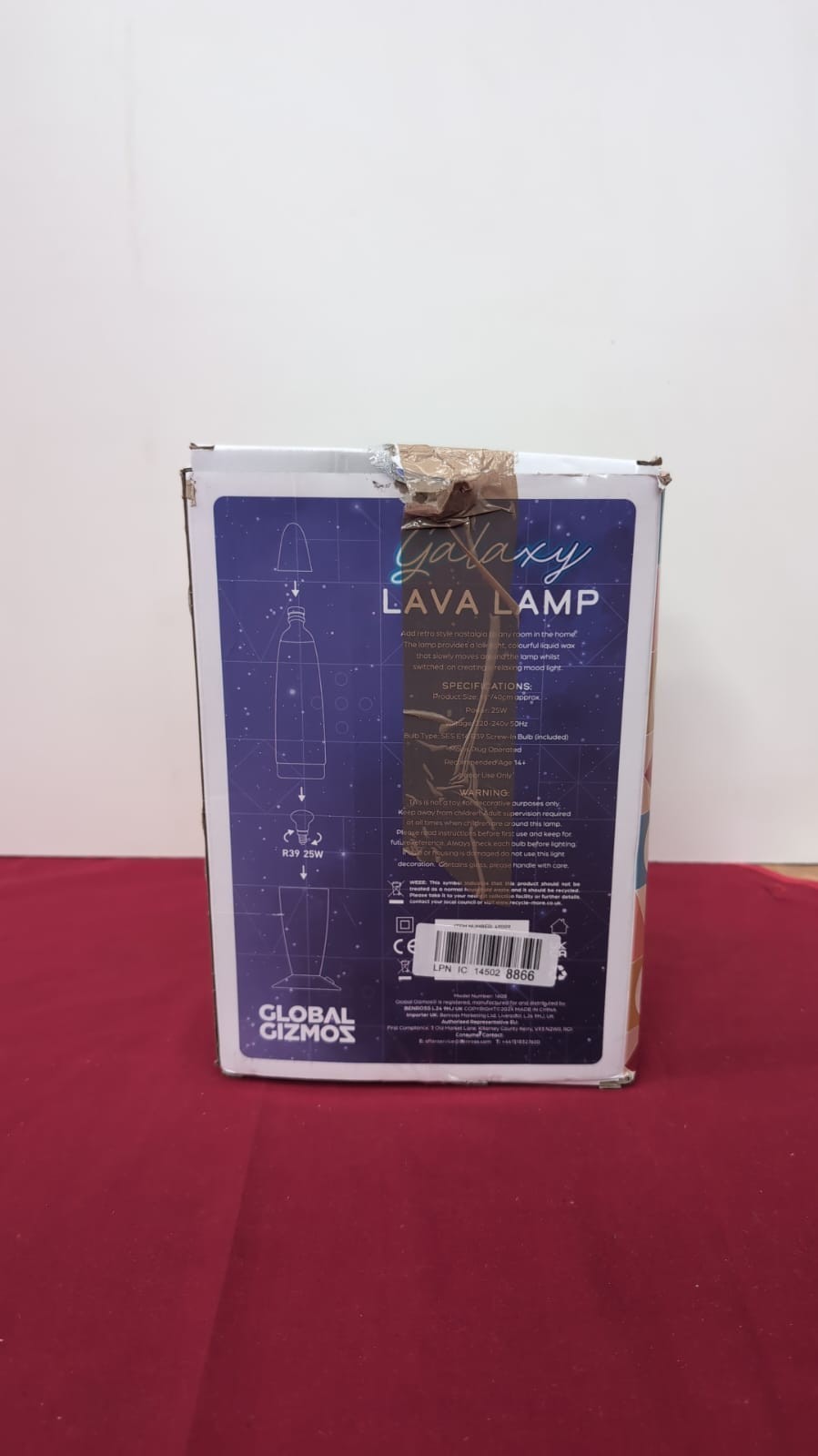 Global Gizmos 49009 Galaxy Lava Lamp/Matte Pattern Base(USED)
