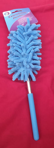 Microfiber Duster for Cleaning, with Telescoping Extension Pole, Washable Blue