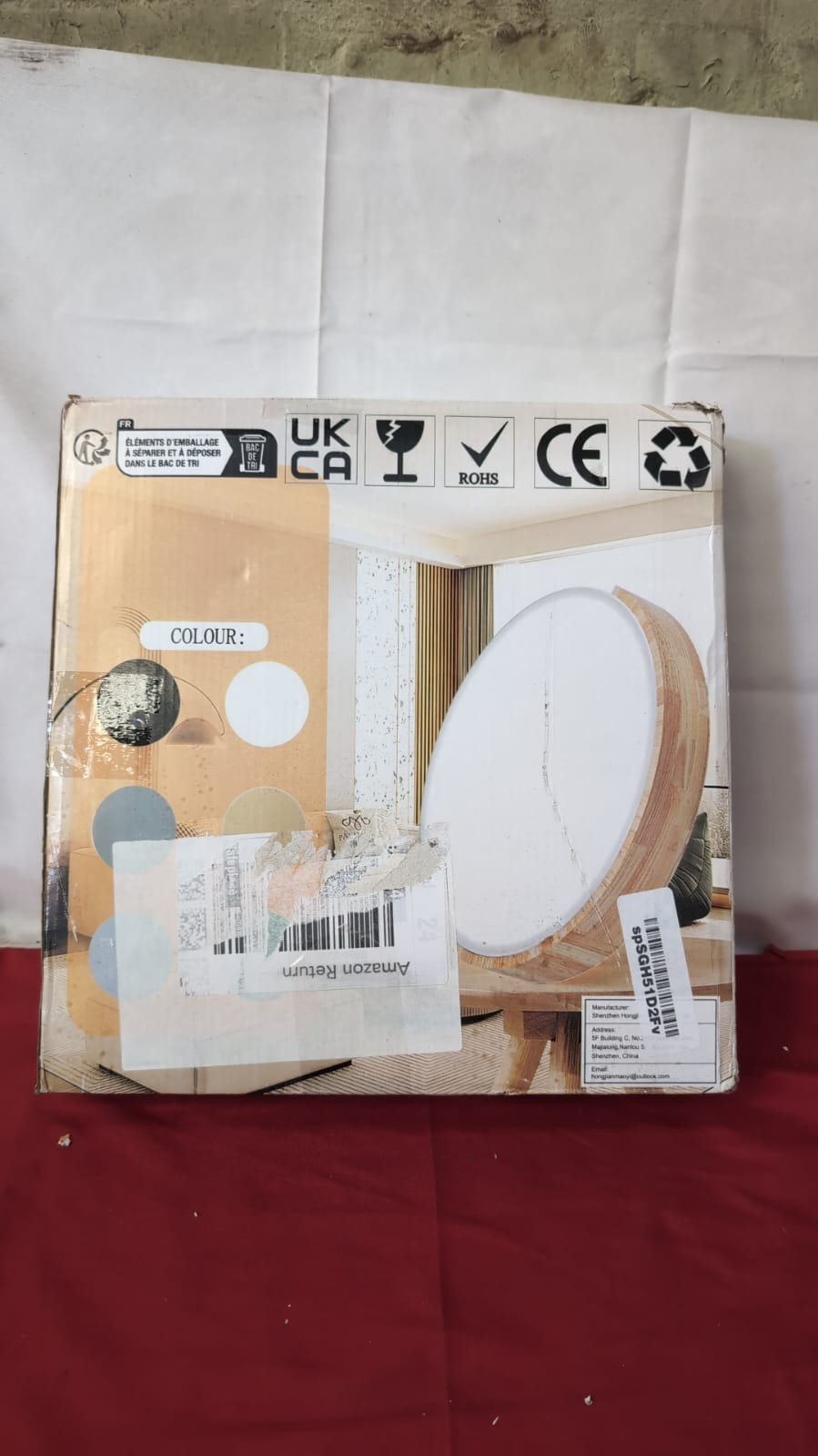 Ceiling Light Wood,Dimmable Ceiling 3000K-6000K,Remote Controlled (boxdamaged)