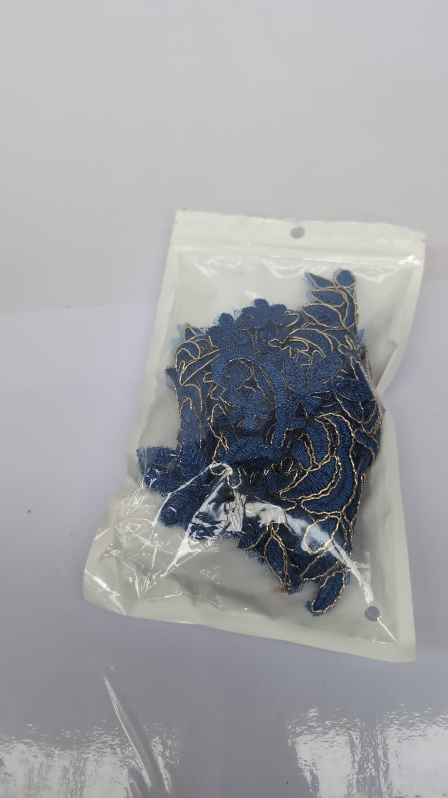 4pcs Royal Blue Floral Lace Appliques – Edge Patches for Sewing (New)