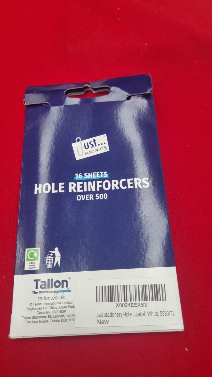 Just stationery Hole Reinforcers Label, White, 5930/72