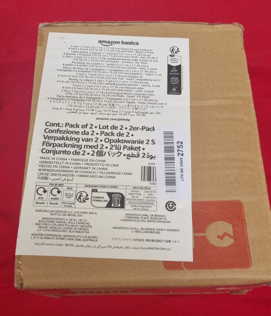 Amazon Basics Rectangular Photo Frame, Nickel, 2-Pack, 13 x 18 cm