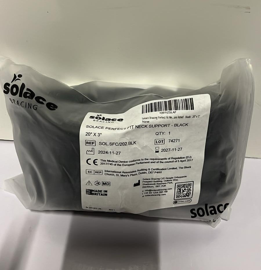 Solace Bracing Perfect Fit Neck Support,Black, Size 11 (20" x 3")