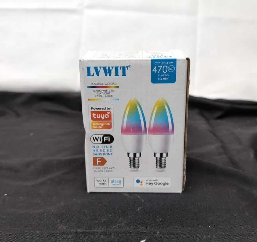 LVWIT E14 Screw Smart Bulb,4.9W Smart Candle Bulbs Alexa,(2 PCS)