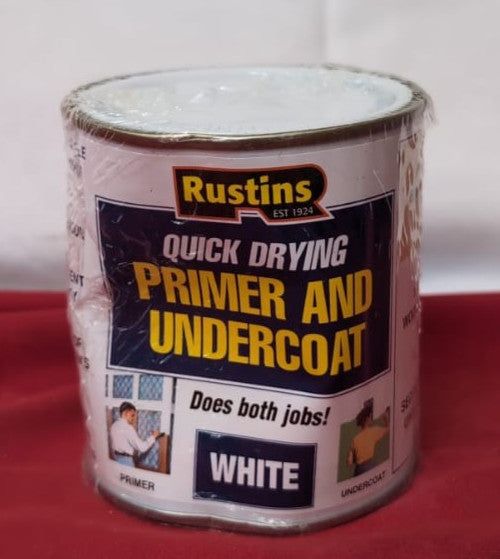 RUSTINS WHPU500 500ml Quick Dry Primer Undercoat - White (dented tin)