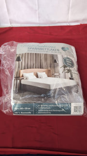 Fitted Sheet, 50 cm Pocket, 100%Cotton, 200 x 200 cm  White(packaging damaged)