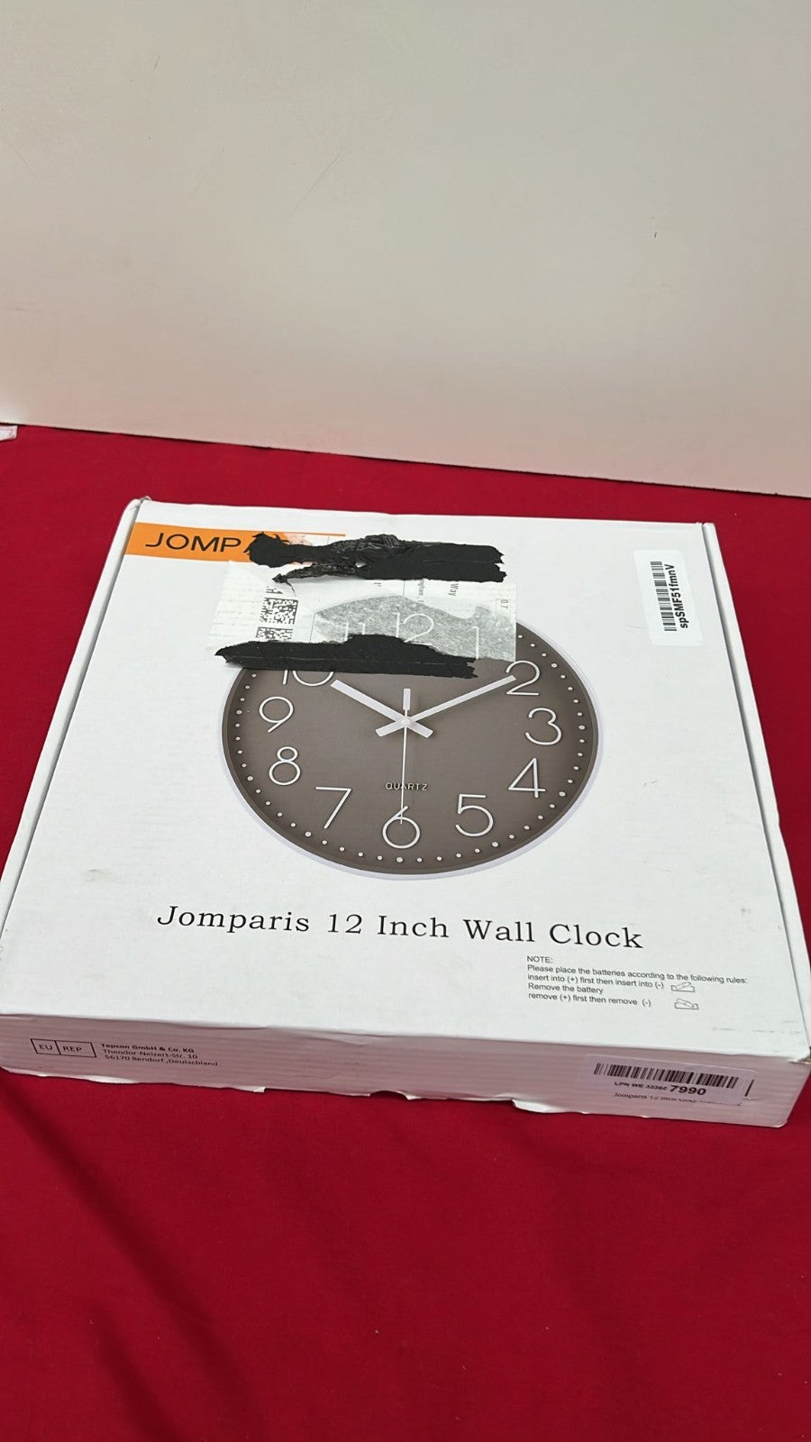 jomparis 12 Inch Black Wall Clock Battery Operated Silent & Non-Ticking